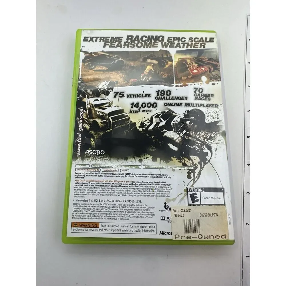 Fuel Microsoft Xbox 360 Game Complete CIB Retro Vintage Gaming Fast Shipping VGC